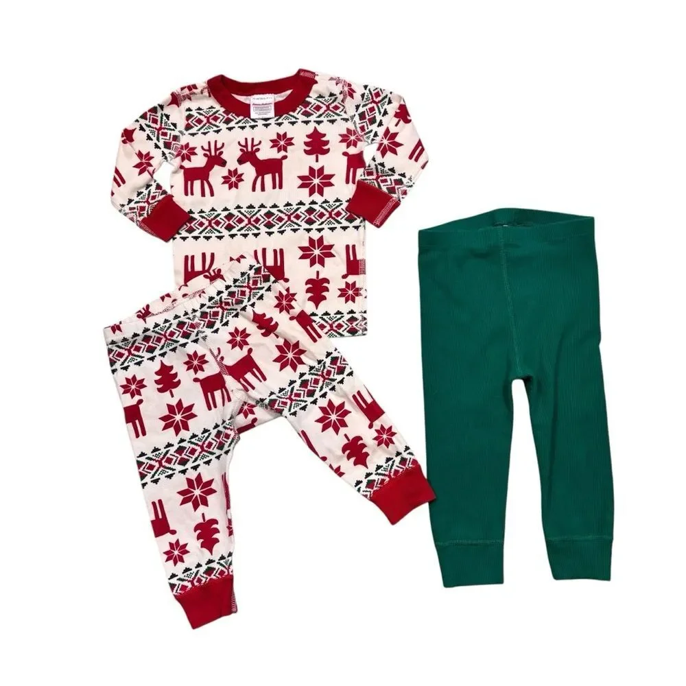 Hanna Andersson Brand 3 Piece Holiday Pajama Set Size 12-18 Months